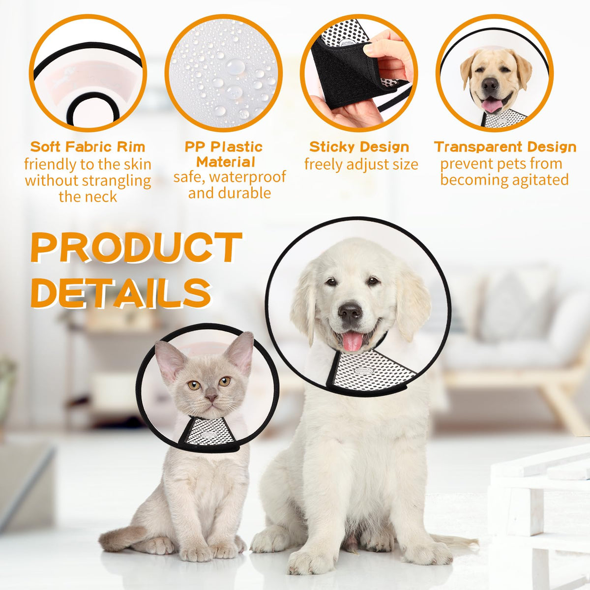 9 Pcs Adjustable Soft Dog Cone Collar Set J18295