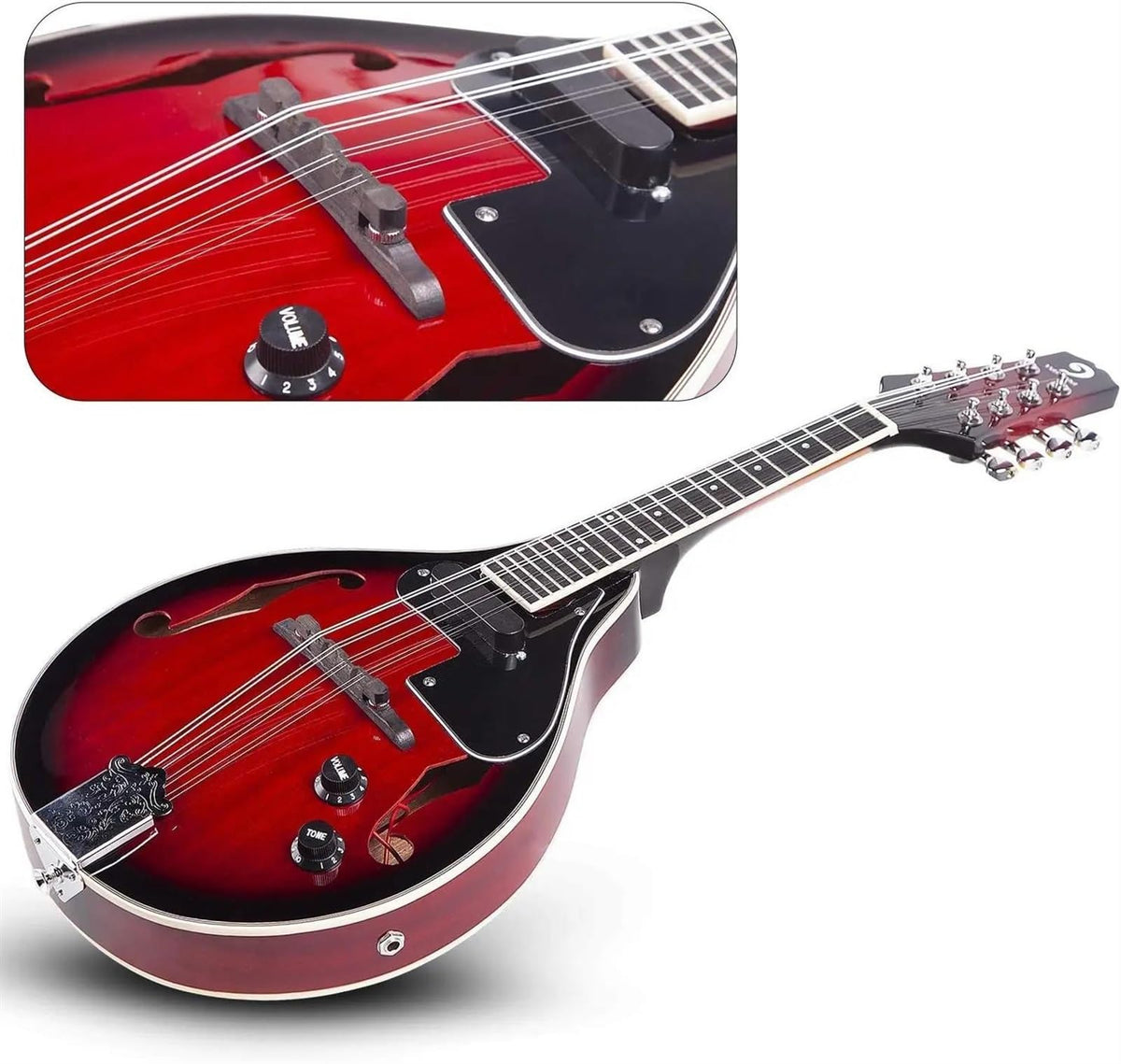 Red Sunburst Mahogany Wood Acoustic Electric Mandolin G9125