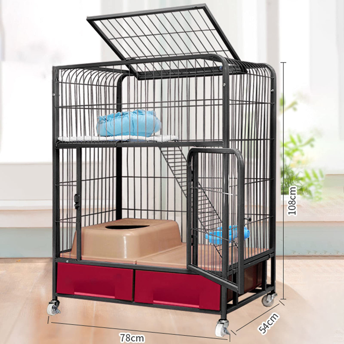 Heavy Duty Metal Dog Crate with Four Wheels Z429733