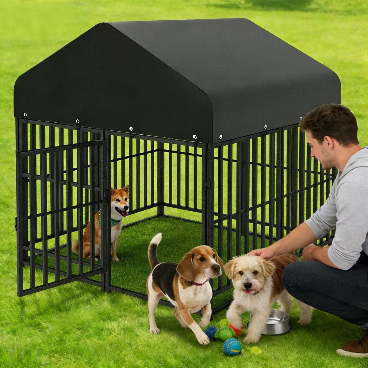 Small Dog Kennel Outdoor Heavy Duty Welded Wire Steel Pet Enclosure O199996