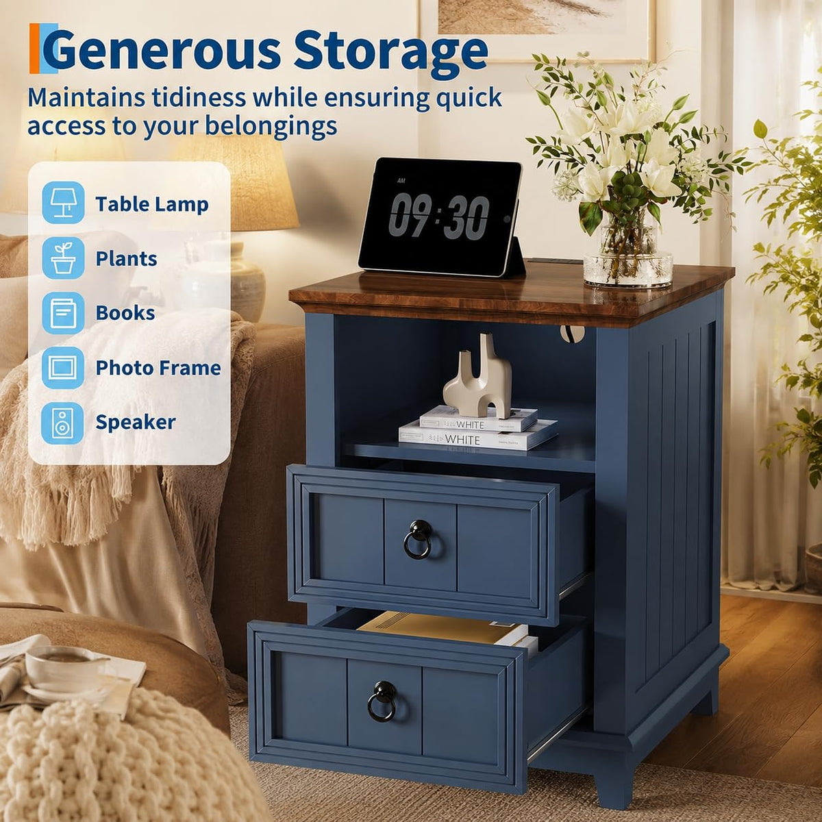 Blue 2-Drawer Nightstand Set of 2 D217336