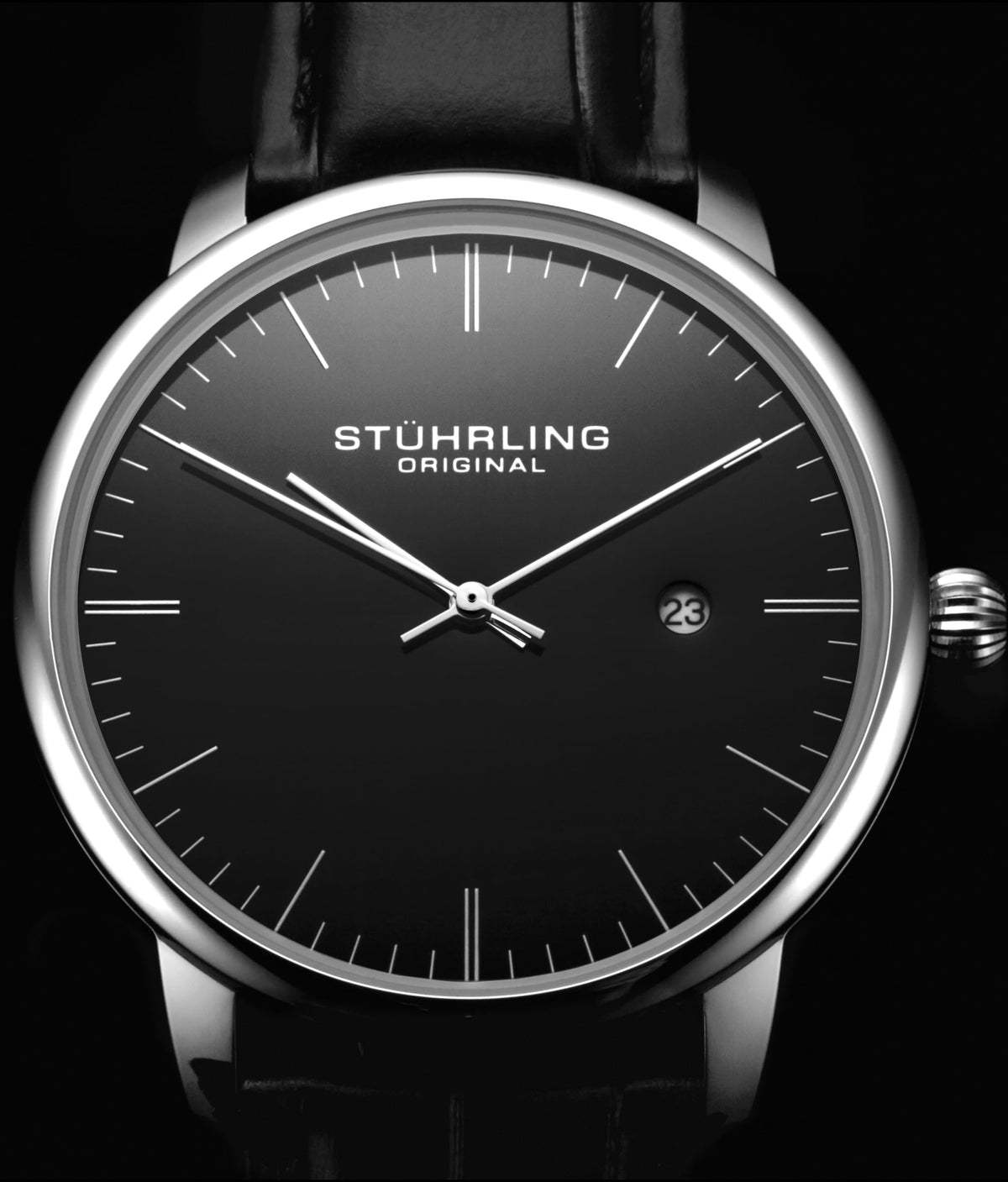 Men's 40mm Ultra Slim Leather Strap Quartz Analog Dress Watch X22887