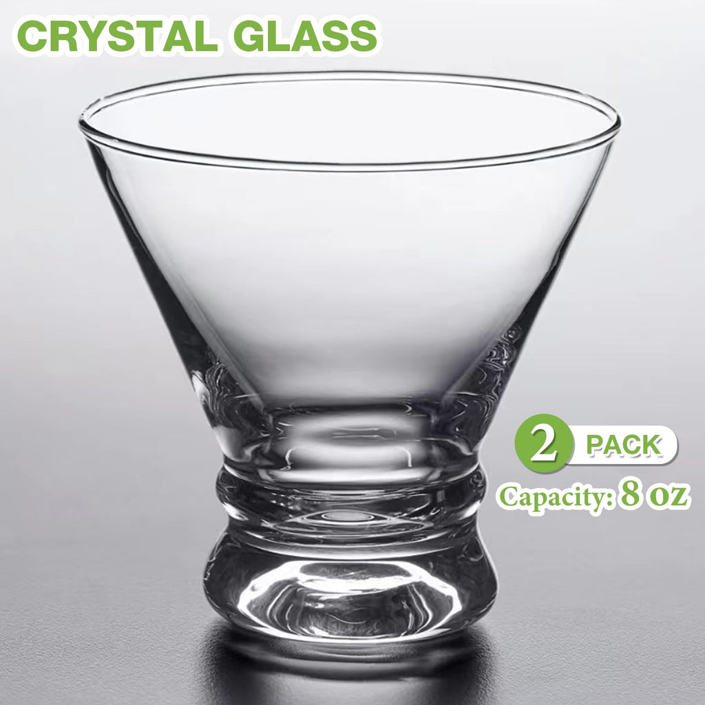 2 Pack 8 Ounce Stemless Martini Glasses Z626