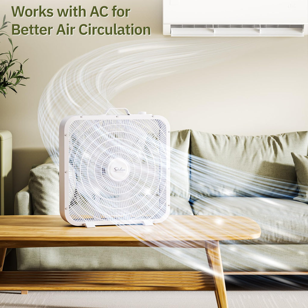 20” White 3-Speed Box Fan with Carry Handle B154