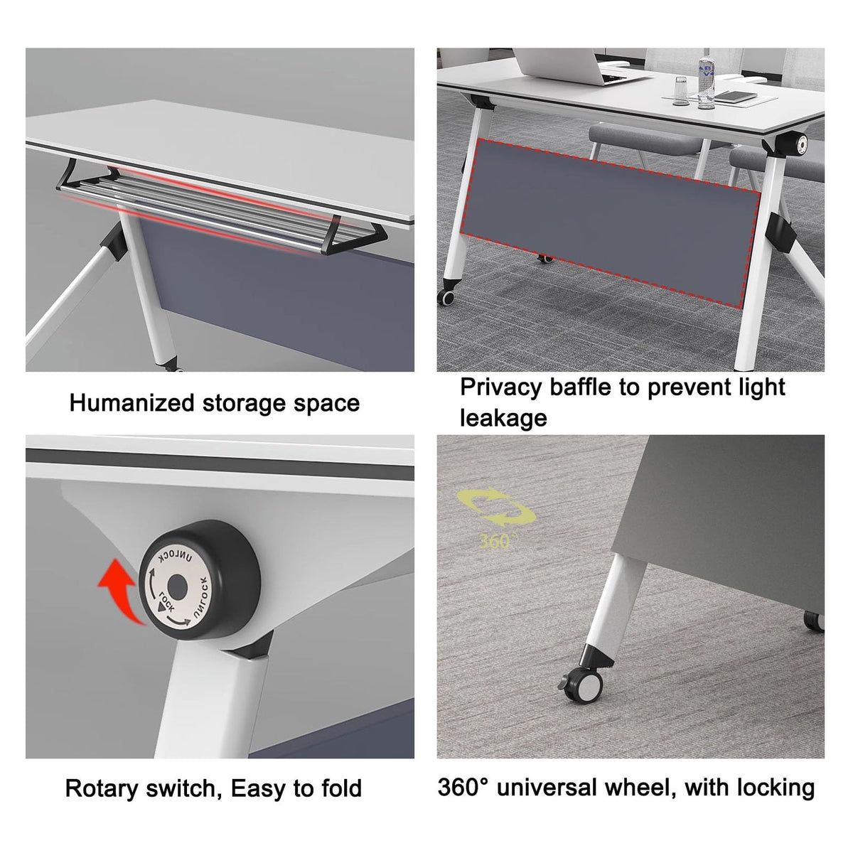 Folding Conference Table with Wood Top & Metal Frame I60526