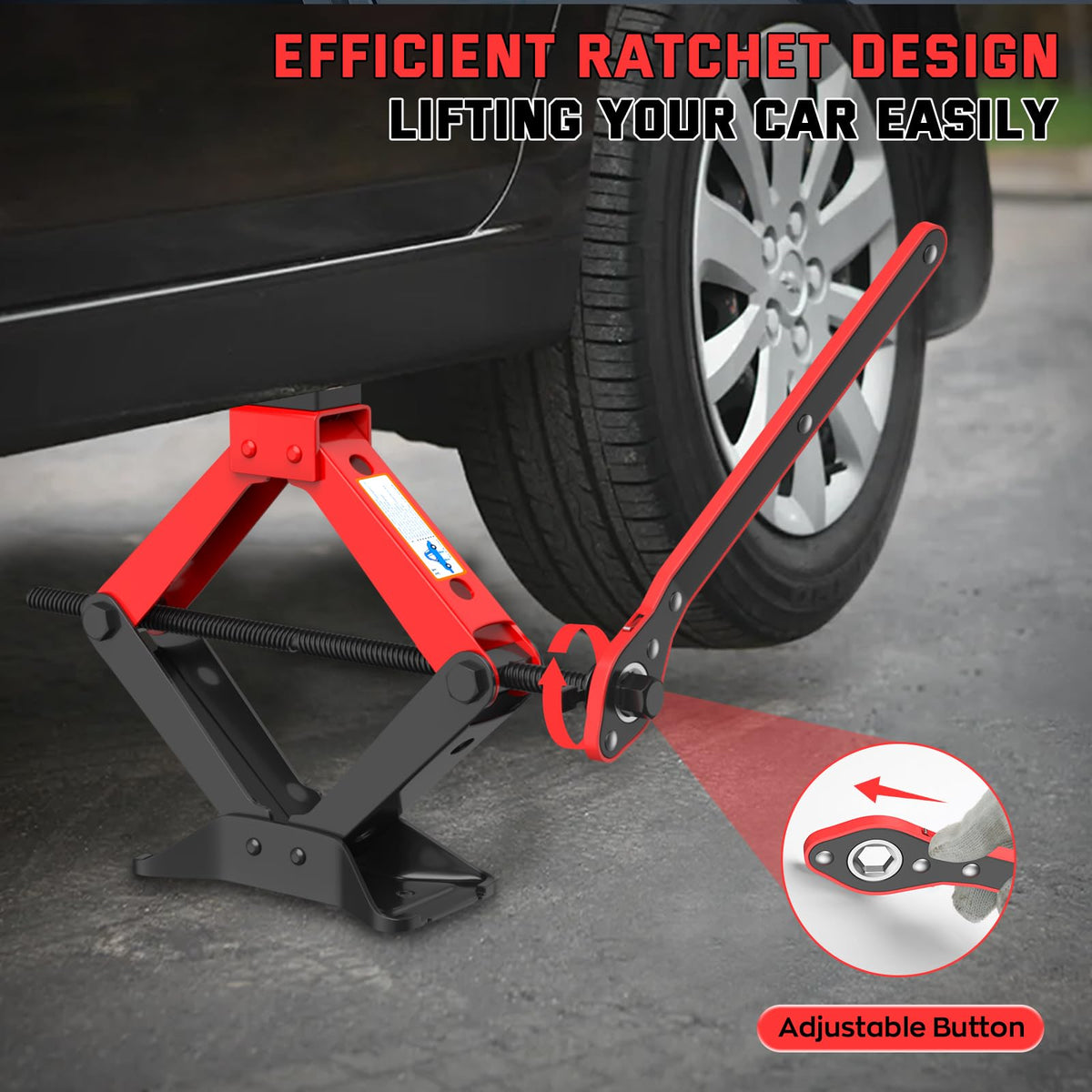 3 Ton Heavy Duty Scissor Jack with Ratchet Wrench J739