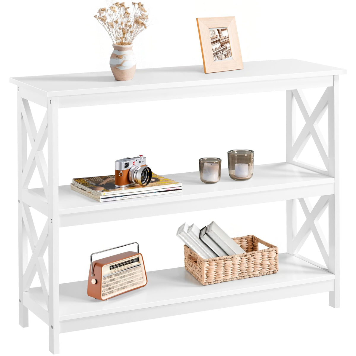 White 3-Tier Console Table G269906