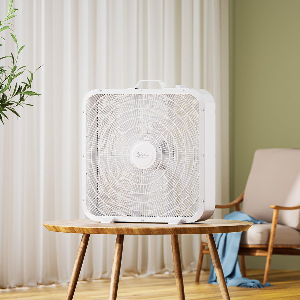 20” White 3-Speed Box Fan with Carry Handle B154