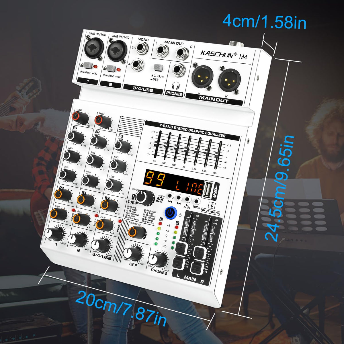 4-Channel Bluetooth Audio Mixer with XLR USB Interface Z559920