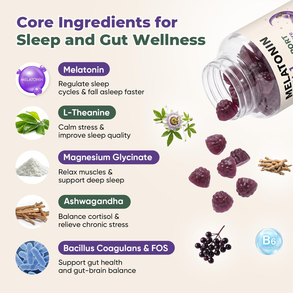 Melatonin Calm Sleep Gummies 2mg Elderberry Flavor 60*2 Bottles Q127
