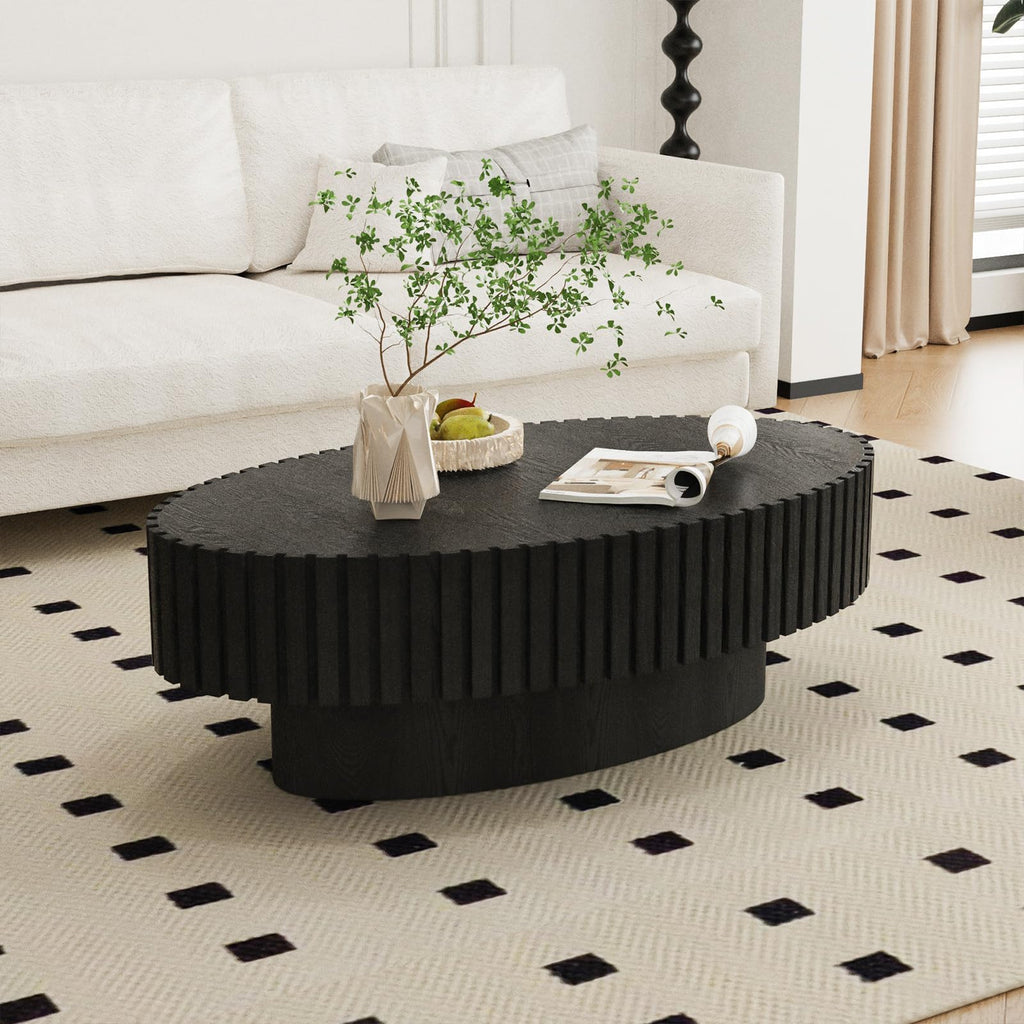 Black Modern Wood Oval Coffee Table F5616