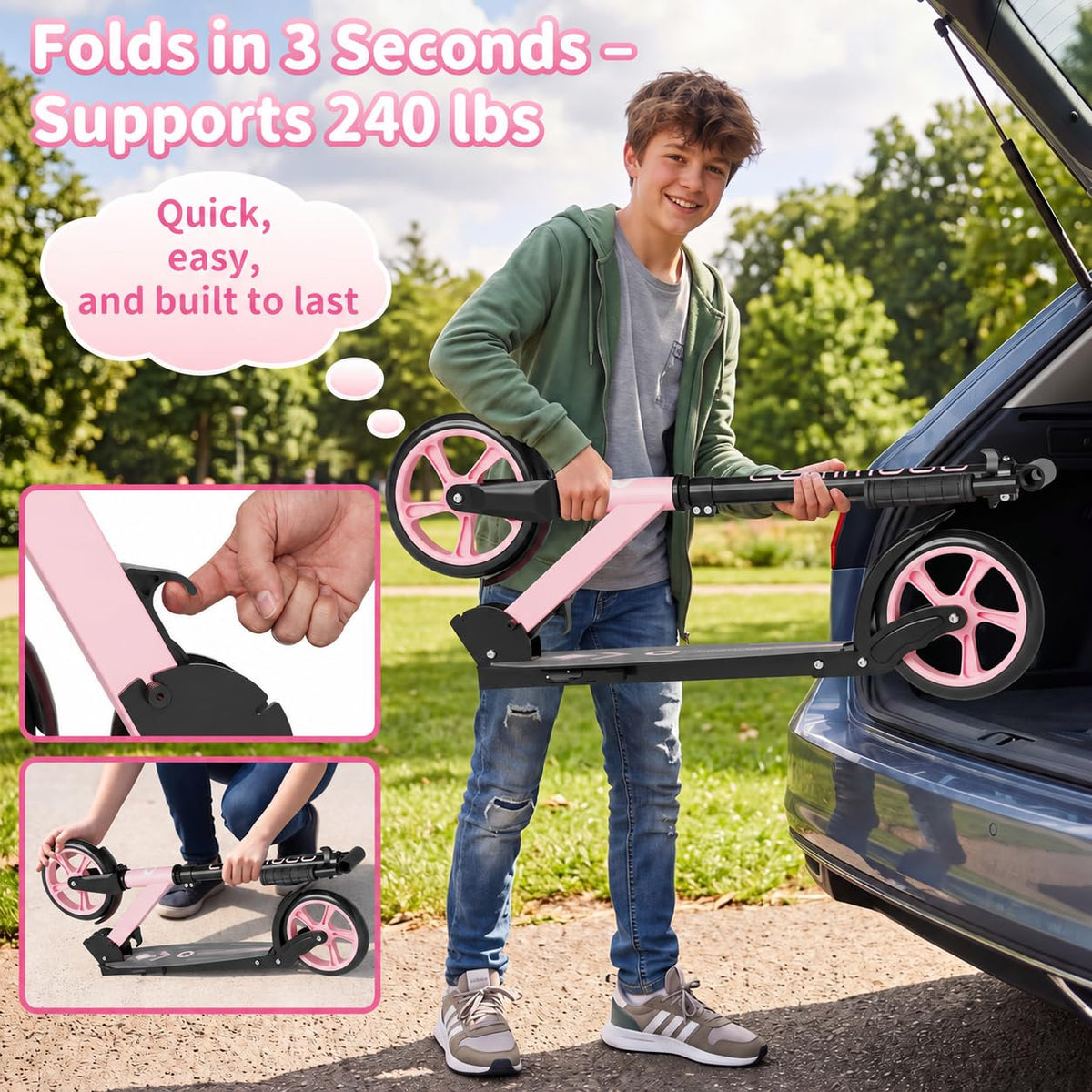 Lightweight Foldable Kick Scooter with Carry Strap I51299