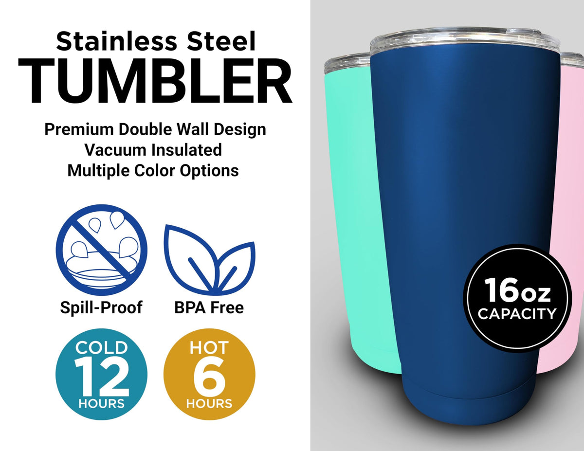 16 oz Insulated Stainless Steel Tumblers 2 Pack Black R587