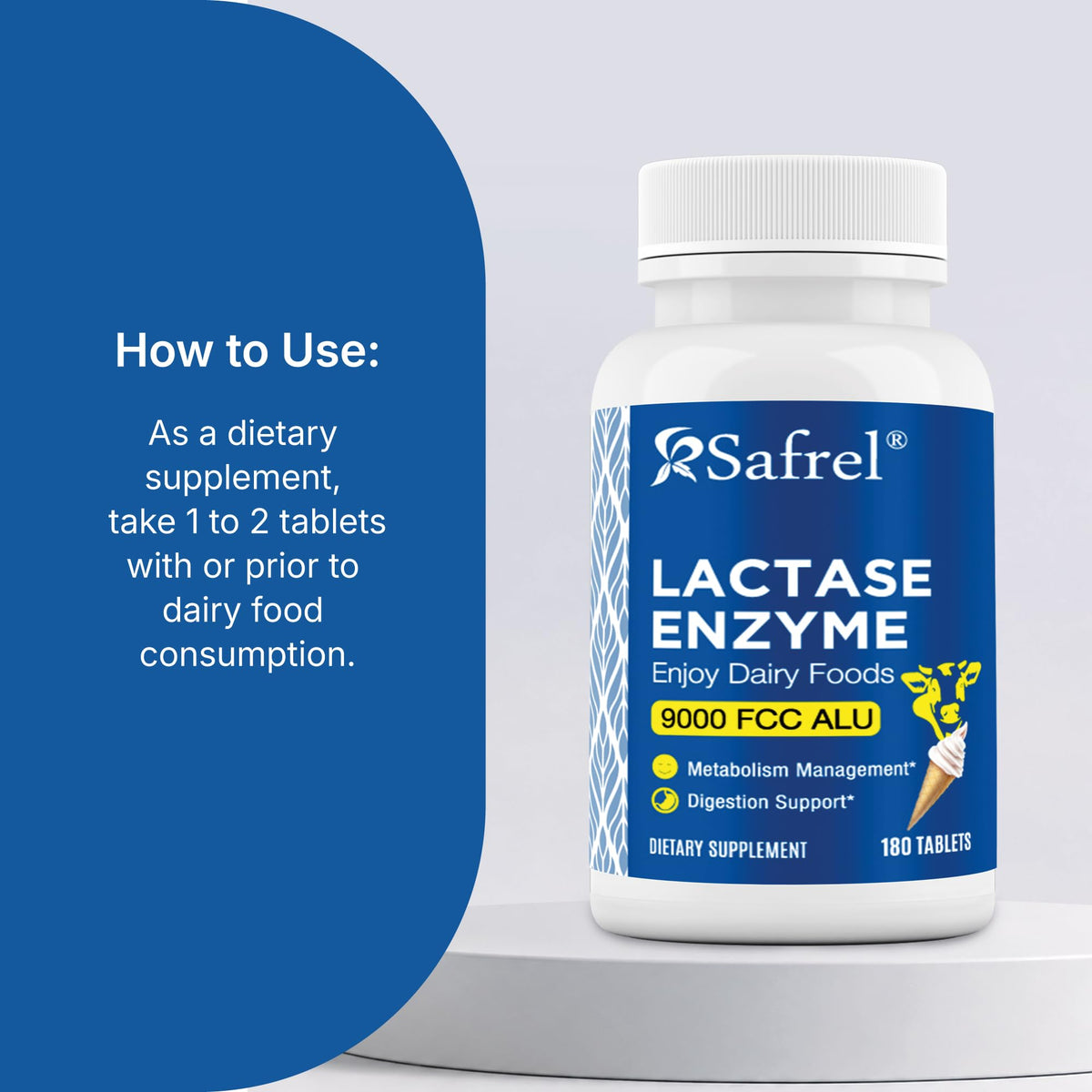 Lactase Enzyme 9000 FCC Unflavored Tablets 180 Ct E373