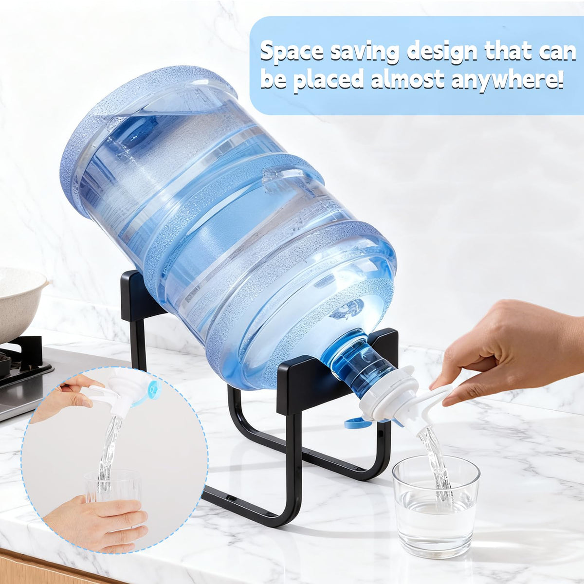 3-5 Gallon Water Jug Stand with Dispenser Valves I558958
