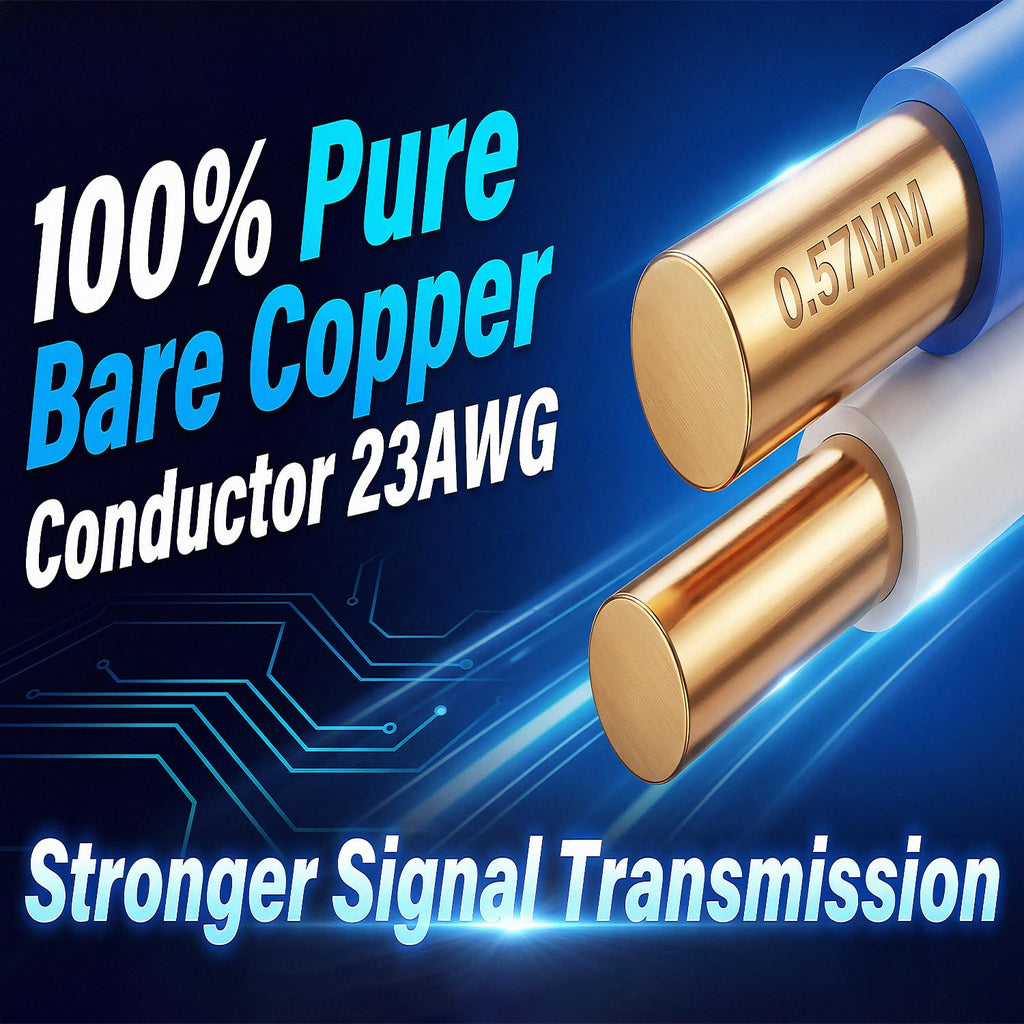 Cat6 Plenum Shielded 1000ft 23AWG Solid Bare Copper Ethernet Cable A3601