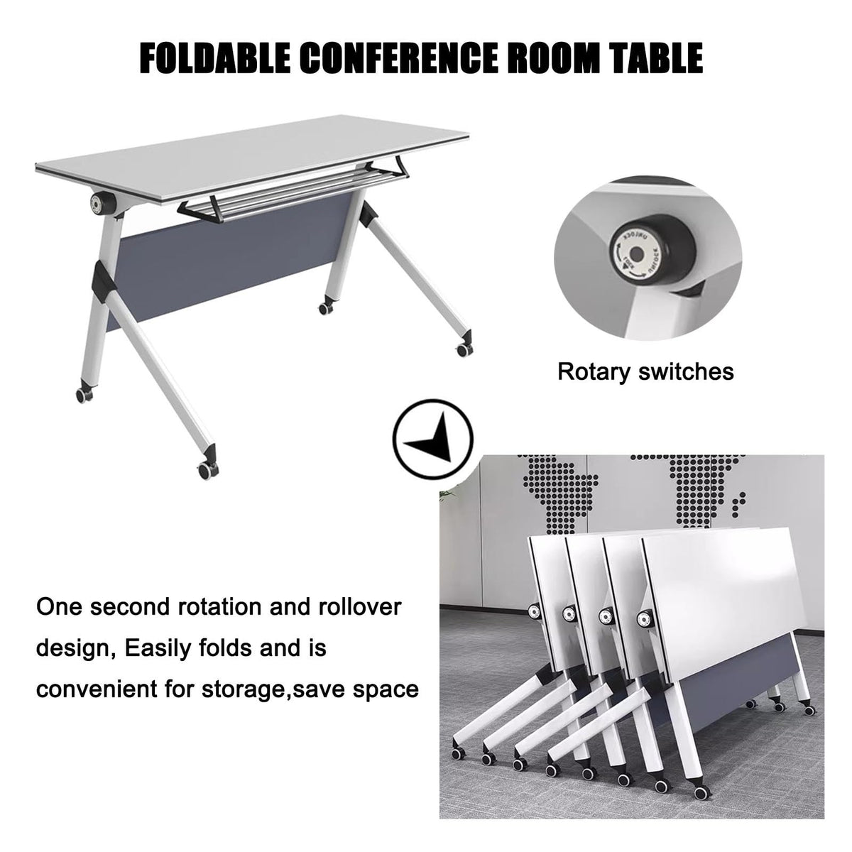 Folding Conference Table with Wood Top & Metal Frame I60526