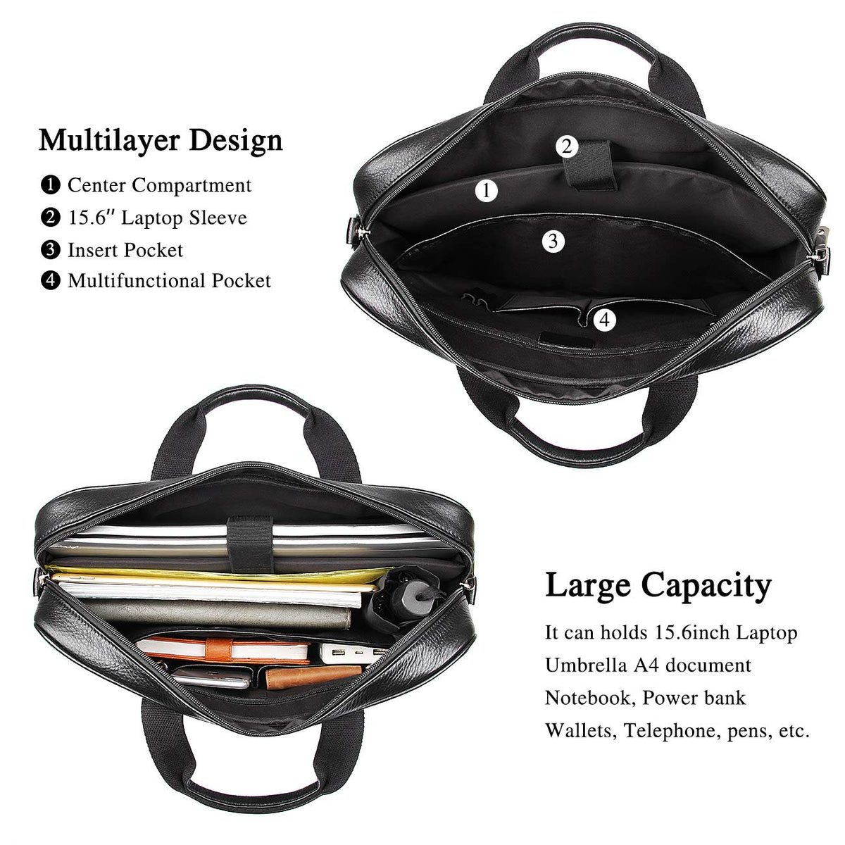 Leather Laptop Briefcase Fits 16 Inch B772267