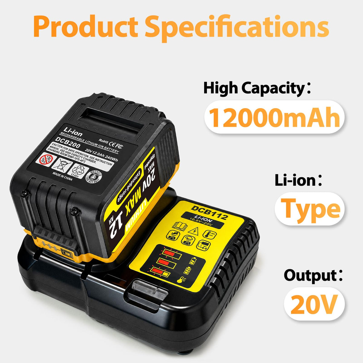 2-Pack 12000mAh 20V Max Lithium-Ion Battery & Charger Combo I918186
