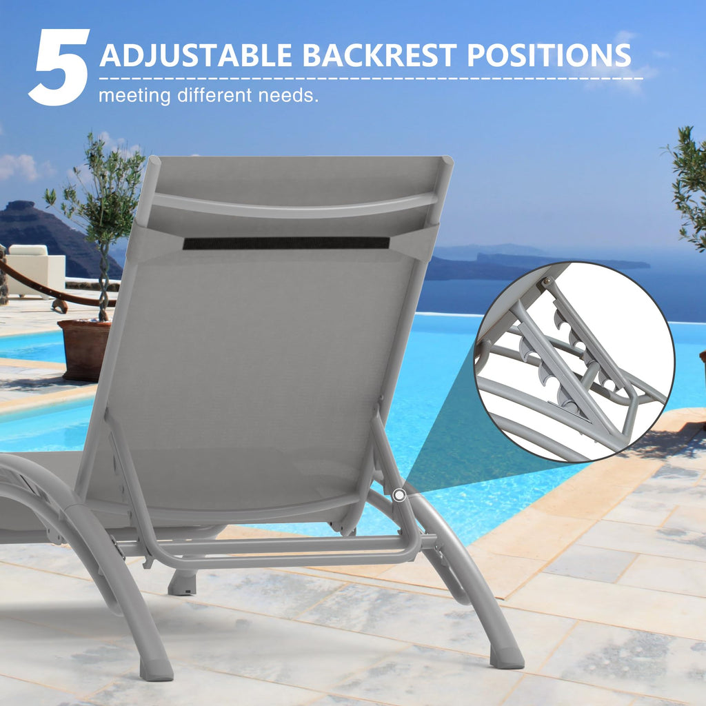 Adjustable Aluminum Pool Lounge Chairs Set of 3 with Side Table G356