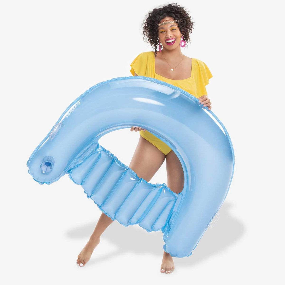 4ft Inflatable Lounge Pool Float with Backrest, Armrests & Cup Holder U525838
