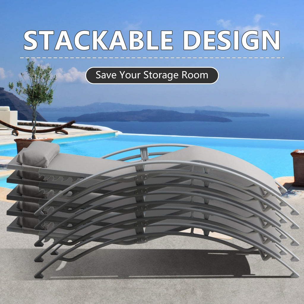 Adjustable Aluminum Pool Lounge Chairs Set of 3 with Side Table G356