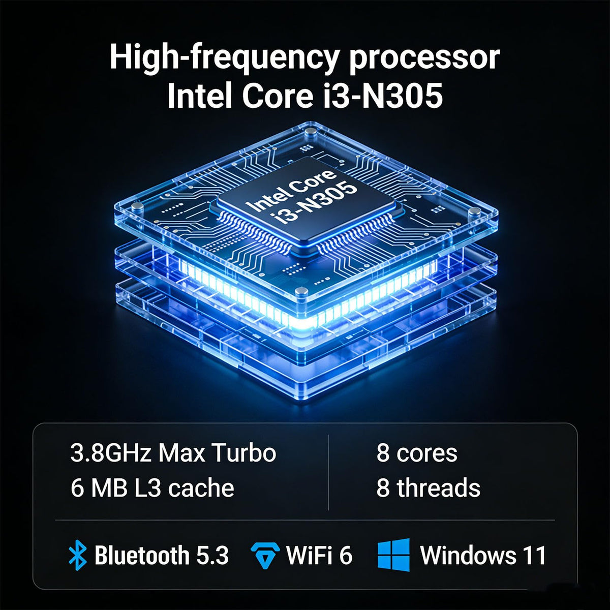 15.6" FHD Laptop with Fingerprint Reader, Intel Core i3, 8GB RAM, 256GB SSD U739