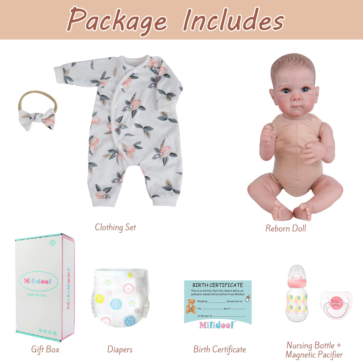 20 Inch Lifelike Reborn Baby Dolls Girl with Poseable Body W27941