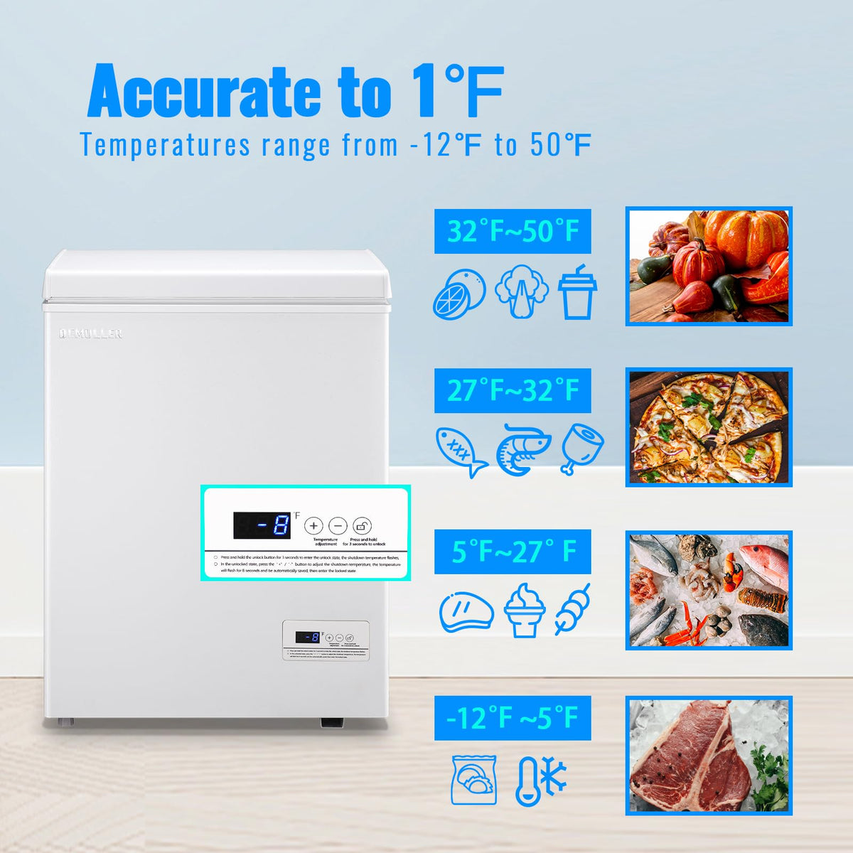 3.5 CU.FT White Chest Freezer with Two Removable Baskets R9623