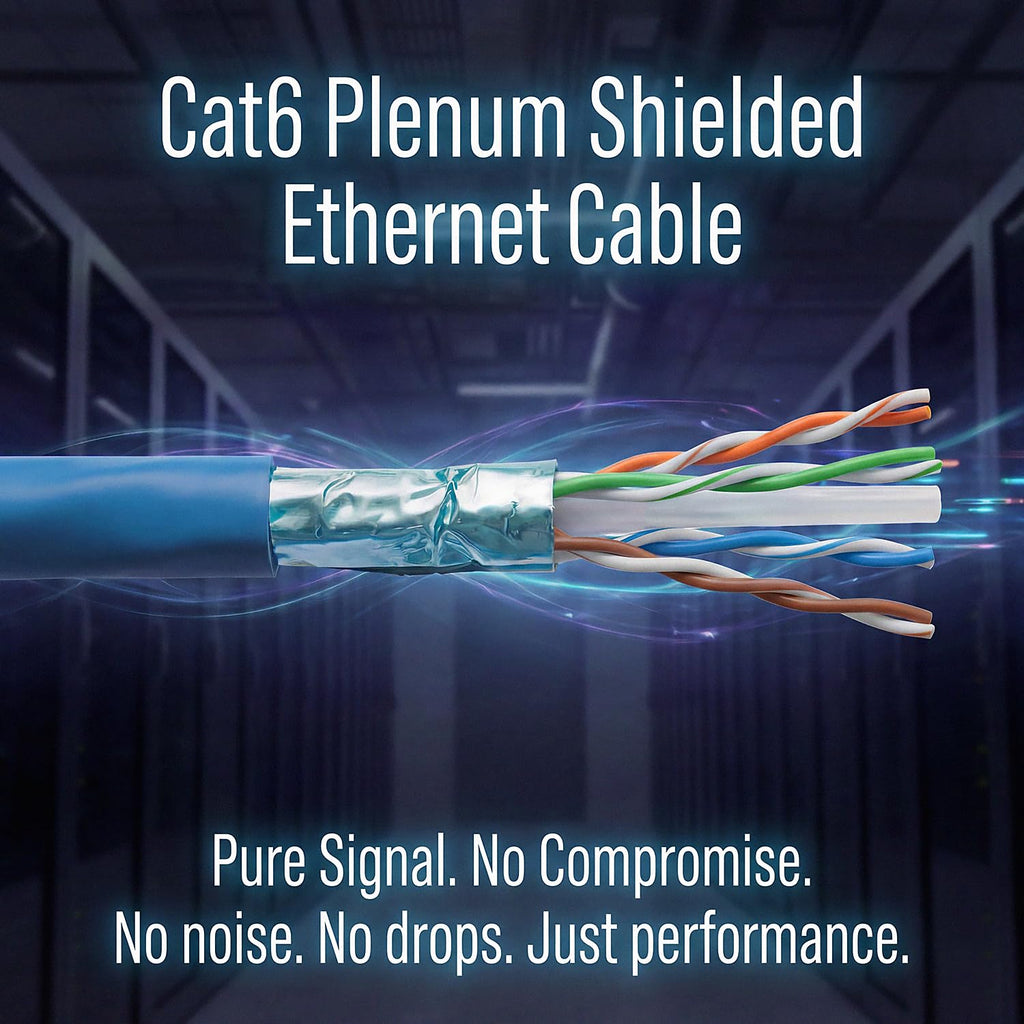 Cat6 Plenum Shielded 1000ft 23AWG Solid Bare Copper Ethernet Cable A3601