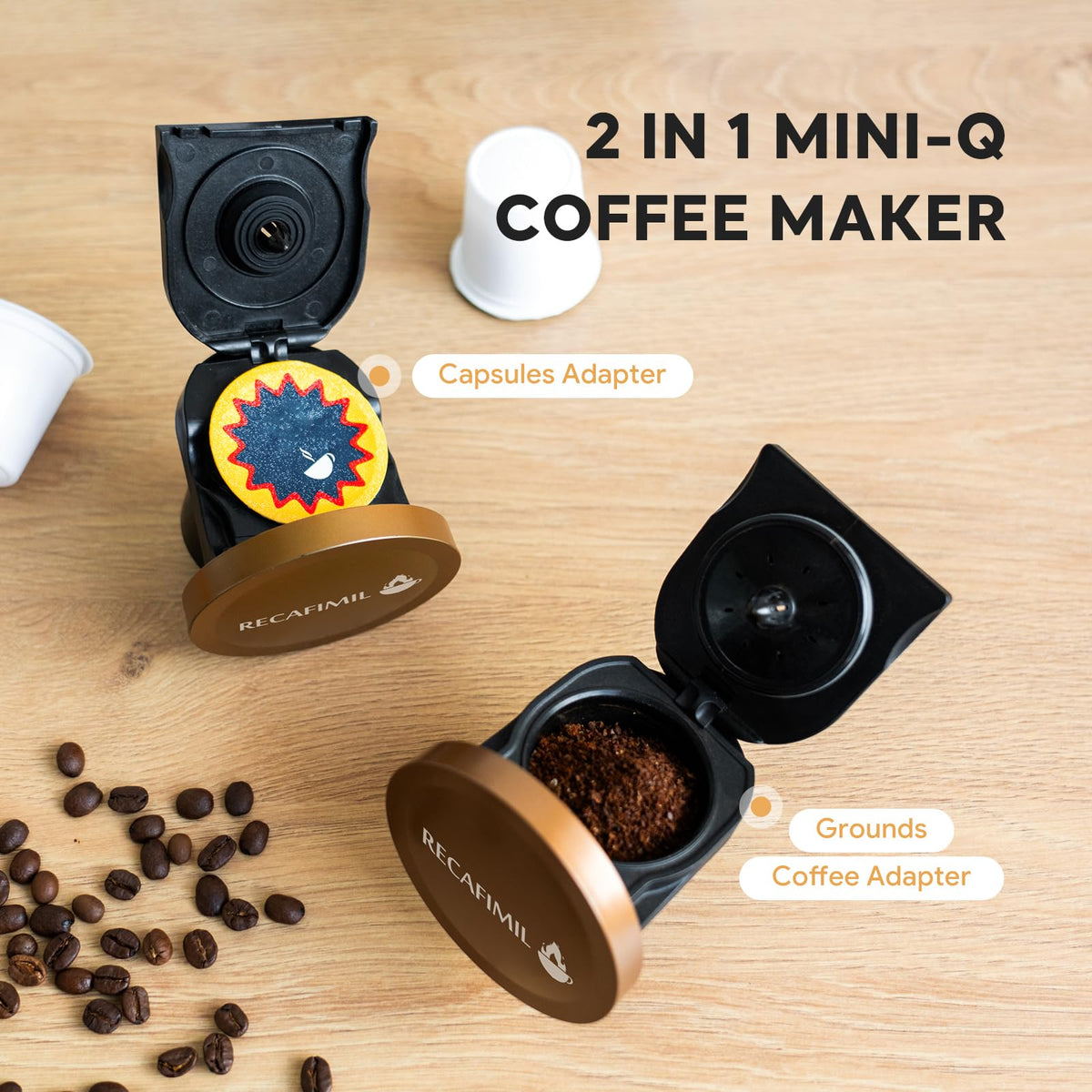 Single Serve Coffee Maker for K Cup Pod and Coffee Grounds, 2 in 1, 4-8 Oz, Black F35167