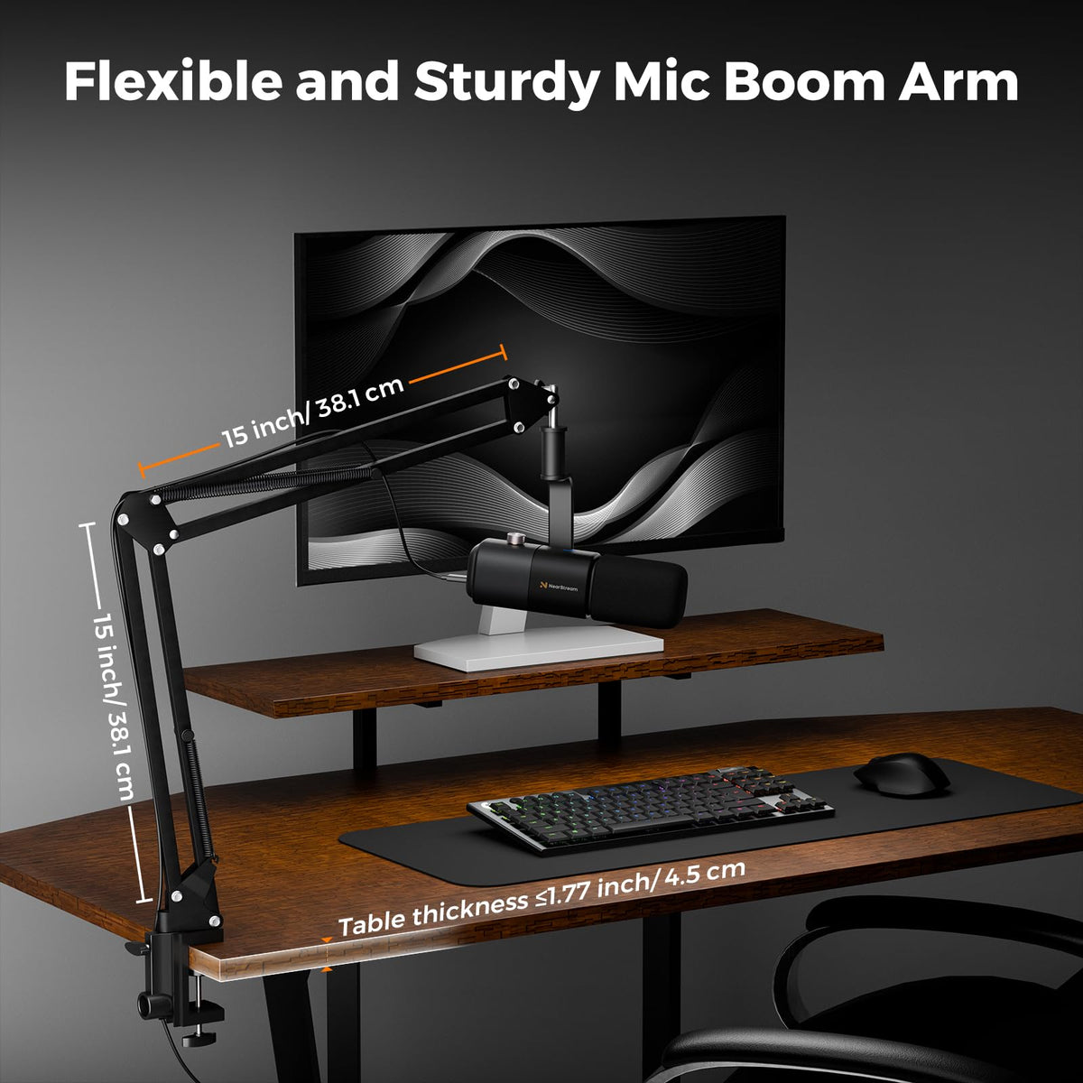 USB/XLR Dynamic Podcast Microphone with Boom Arm J163871