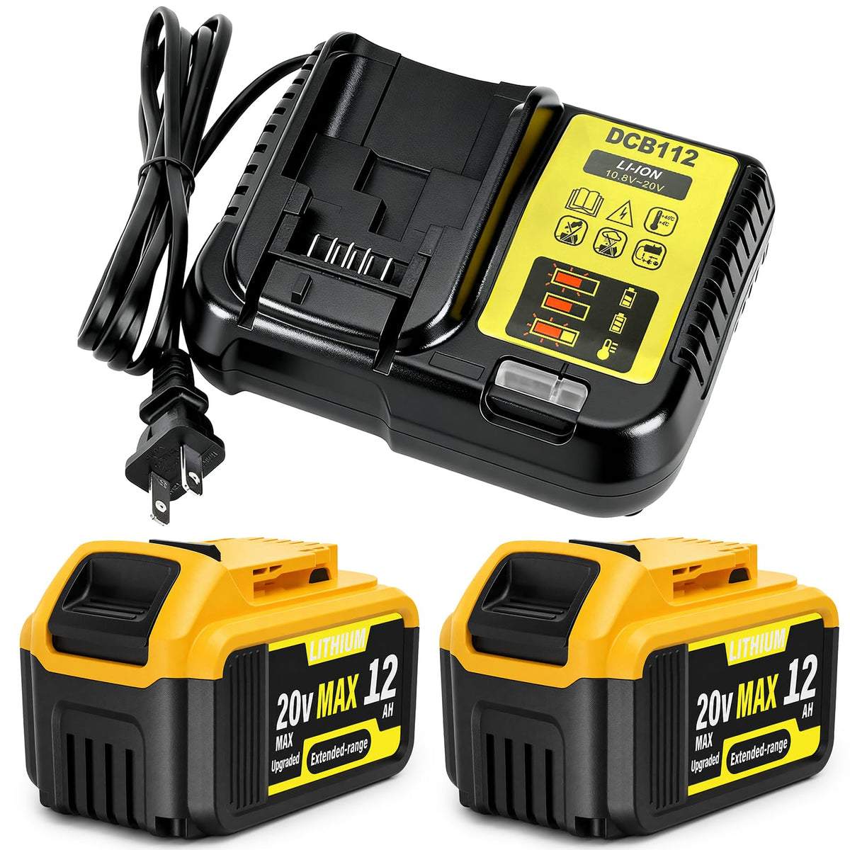 2-Pack 12000mAh 20V Max Lithium-Ion Battery & Charger Combo I918186