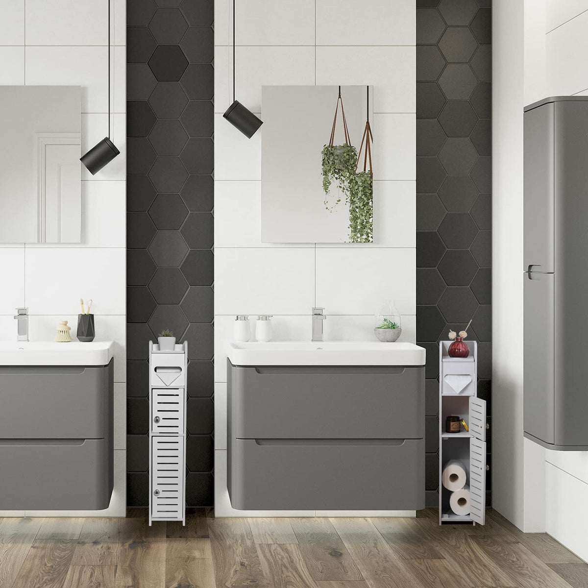 White Over The Toilet Storage Cabinet with 2 Doors & Shelves F758
