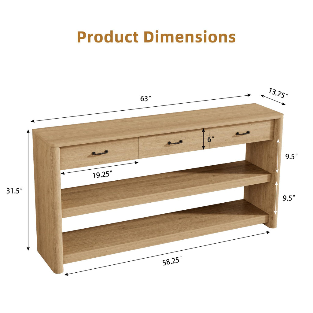 63" Oak Console Table with Storage K43725