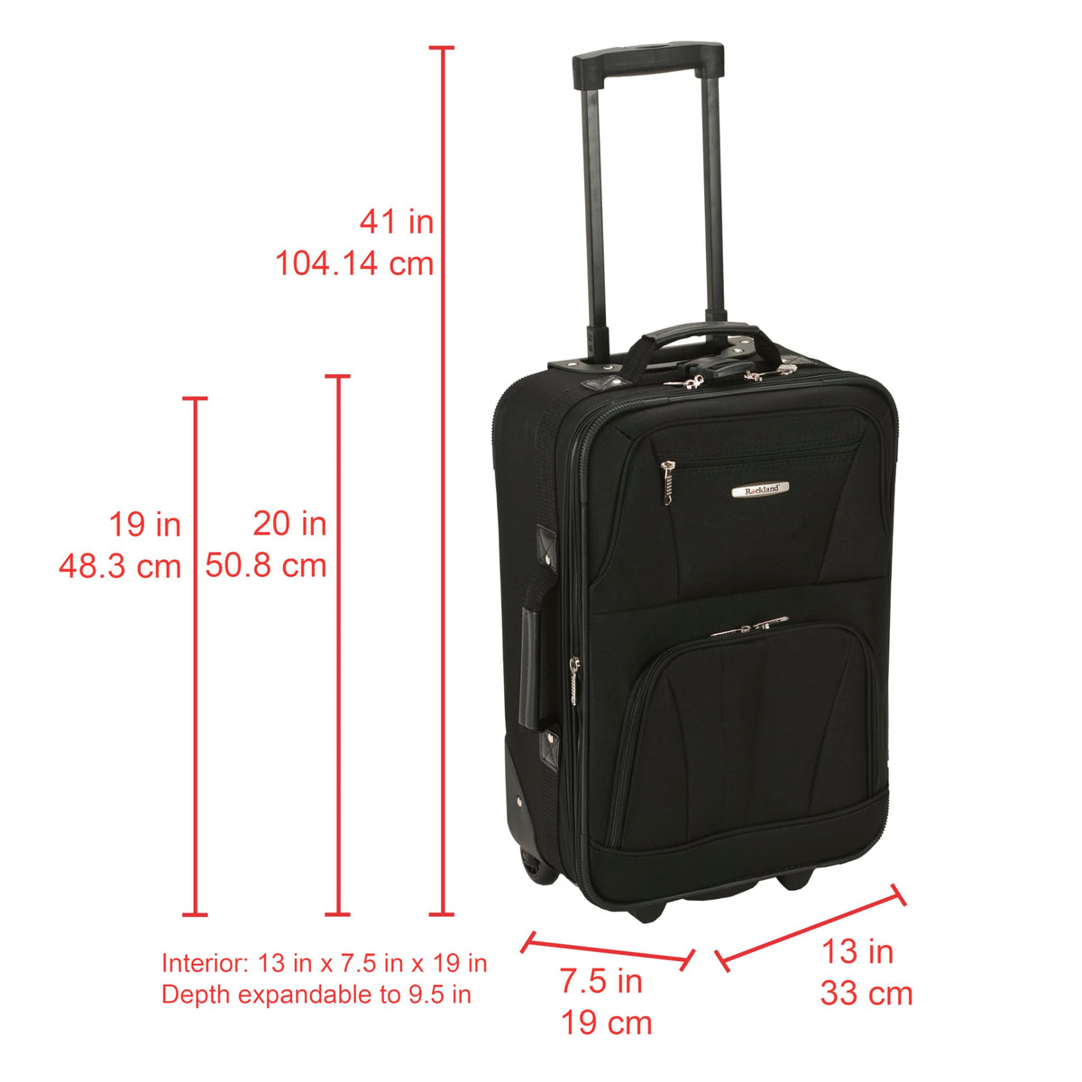 Expandable Softside Upright Luggage Set, Black, 2-Piece (14/19) I88733