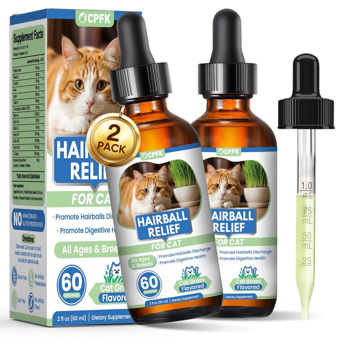 Cat Hairball Remedy Drops 60ml (2 fl oz) 2 Pack J45248