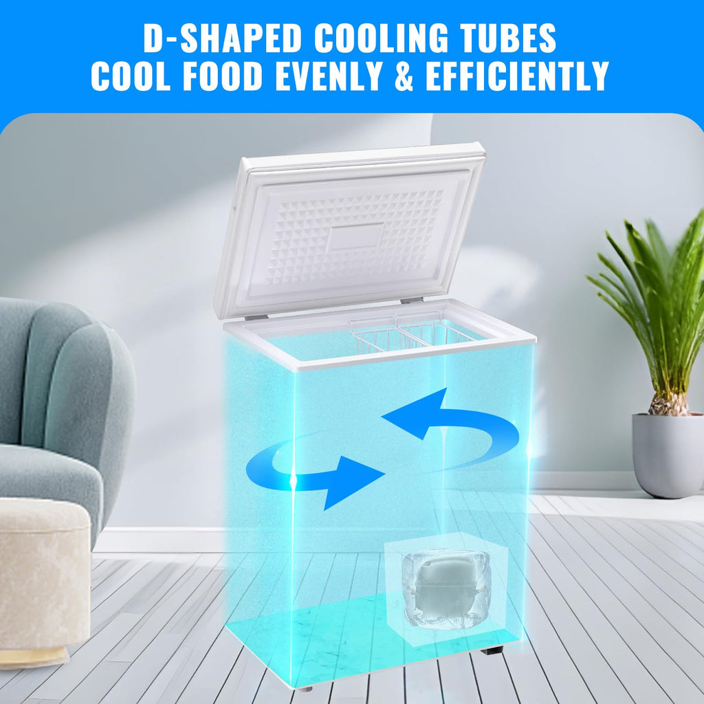 3.5 CU.FT White Chest Freezer with Two Removable Baskets R9623