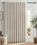 Linen Textured Total Blackout Curtains 84 Inches Long, Cream O8541