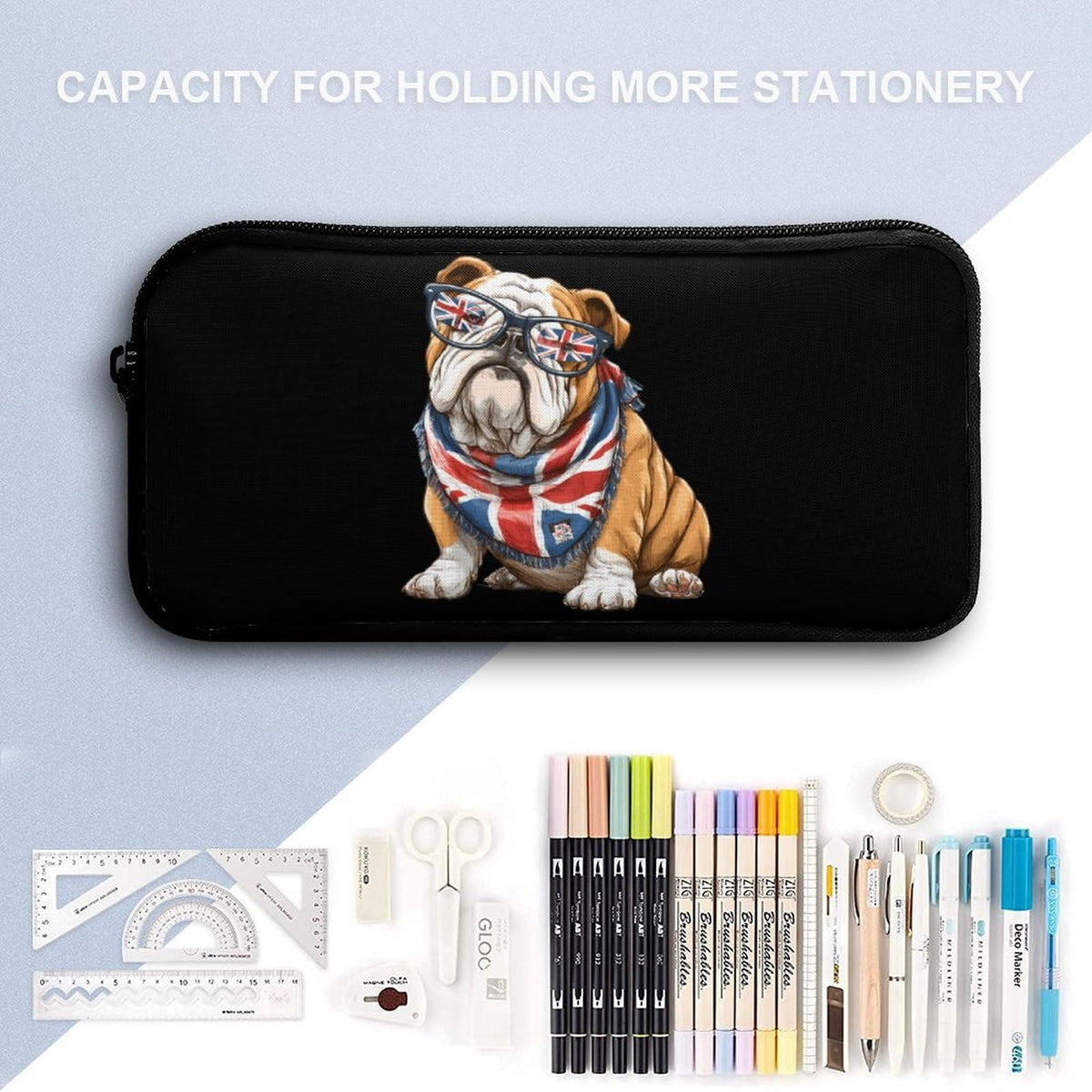 English Bulldog UK Flag Backpack with Lunch Box Pencil Case E3232