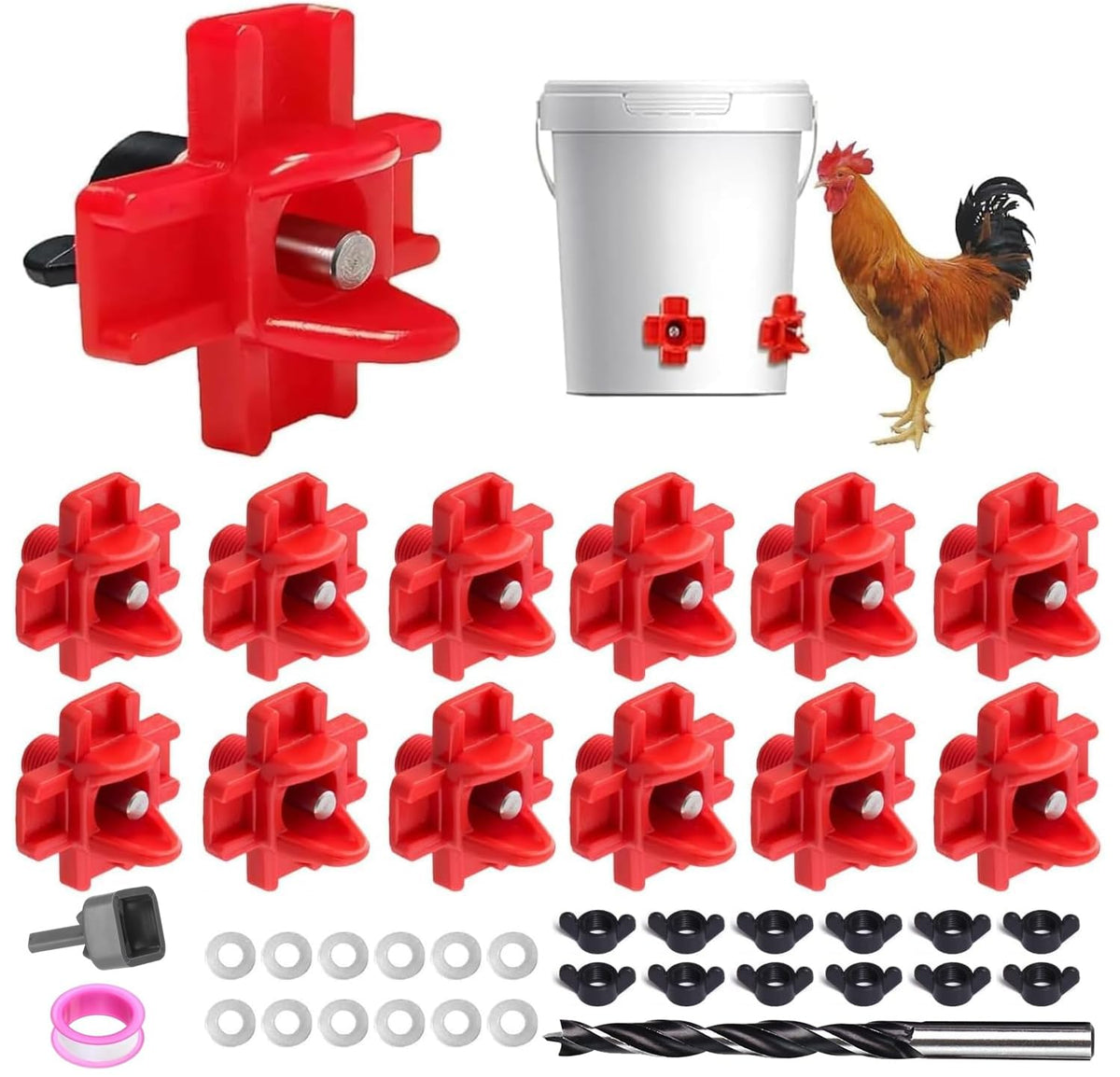 12 Pcs Leakproof Poultry Watering System L853