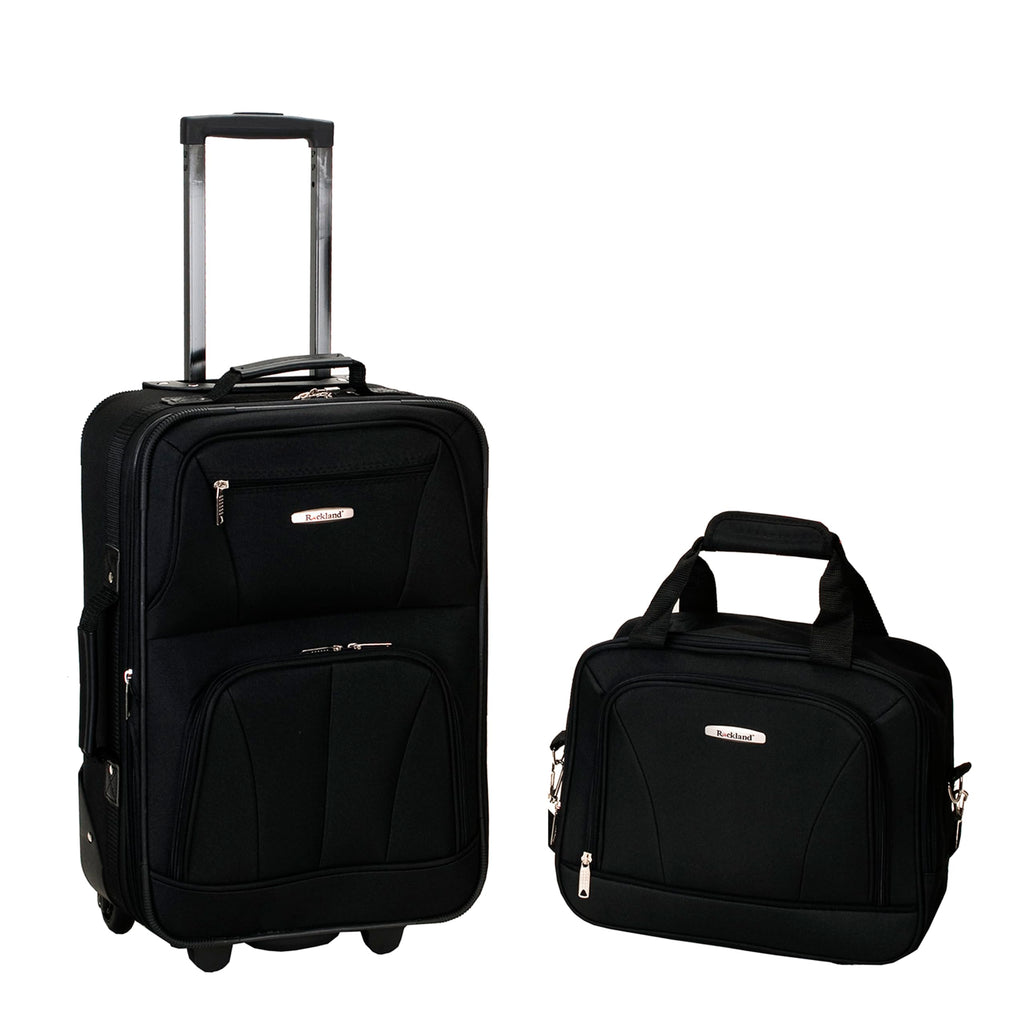 Expandable Softside Upright Luggage Set, Black, 2-Piece (14/19) I88733