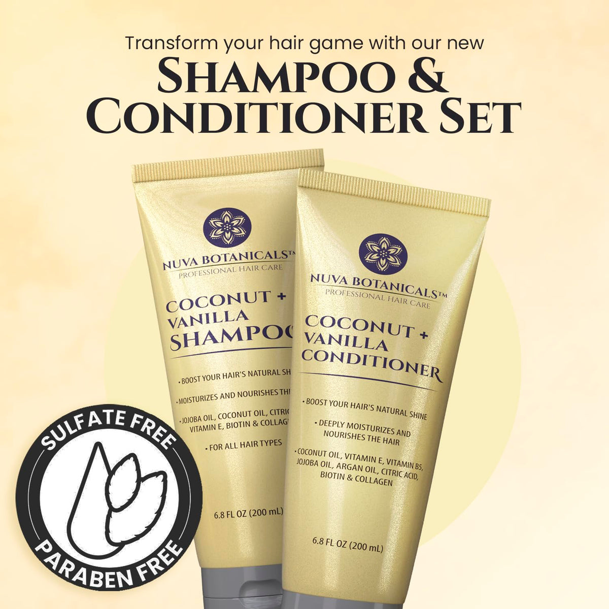 Coconut Shampoo & Conditioner Set 6.8 oz U206
