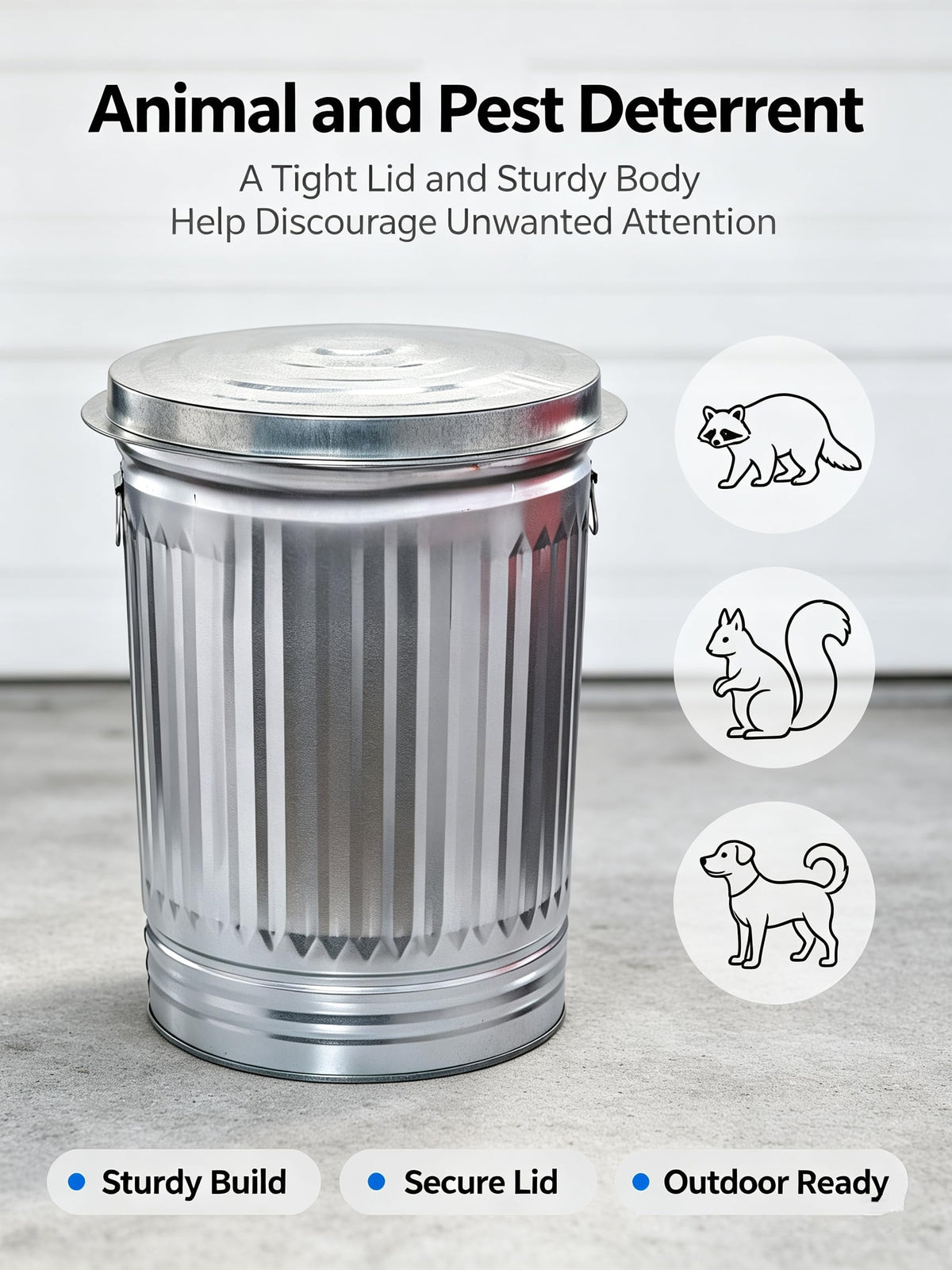31 Gallon Galvanized Steel Locking Lid Trash Can E63691