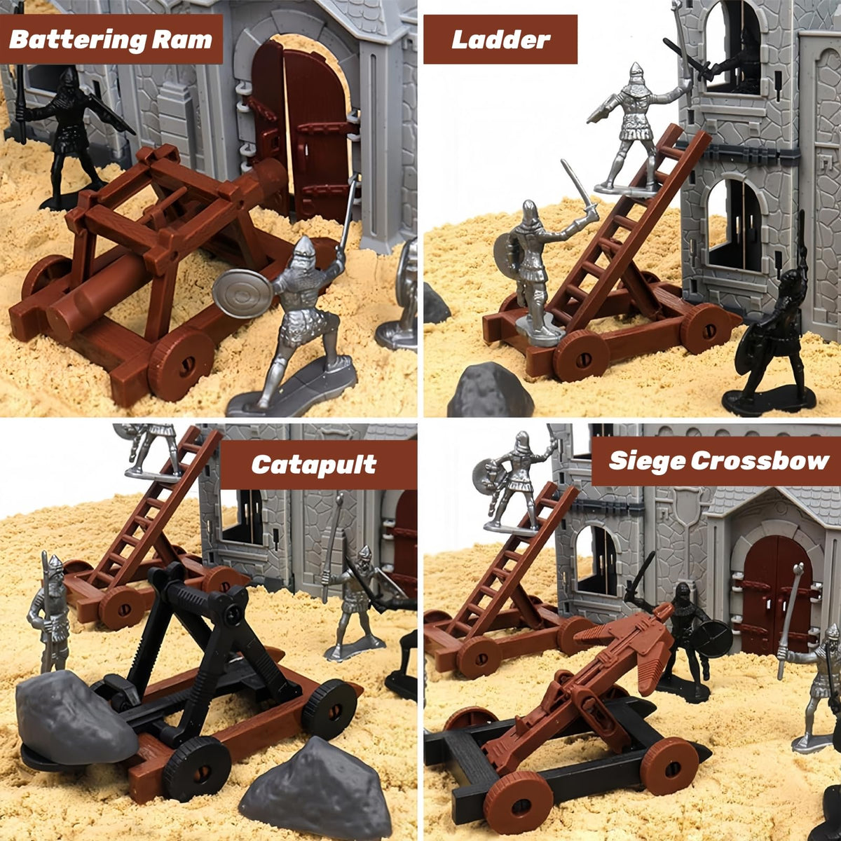 Medieval Castle Toy Building Set with Cavalry and Arrow Tower V833075
