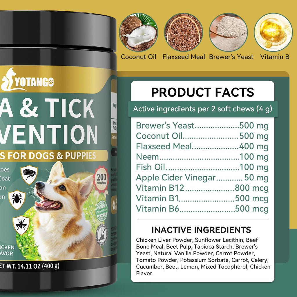 Flea and Tick Prevention for Dogs Chewable 200 Ct N297026