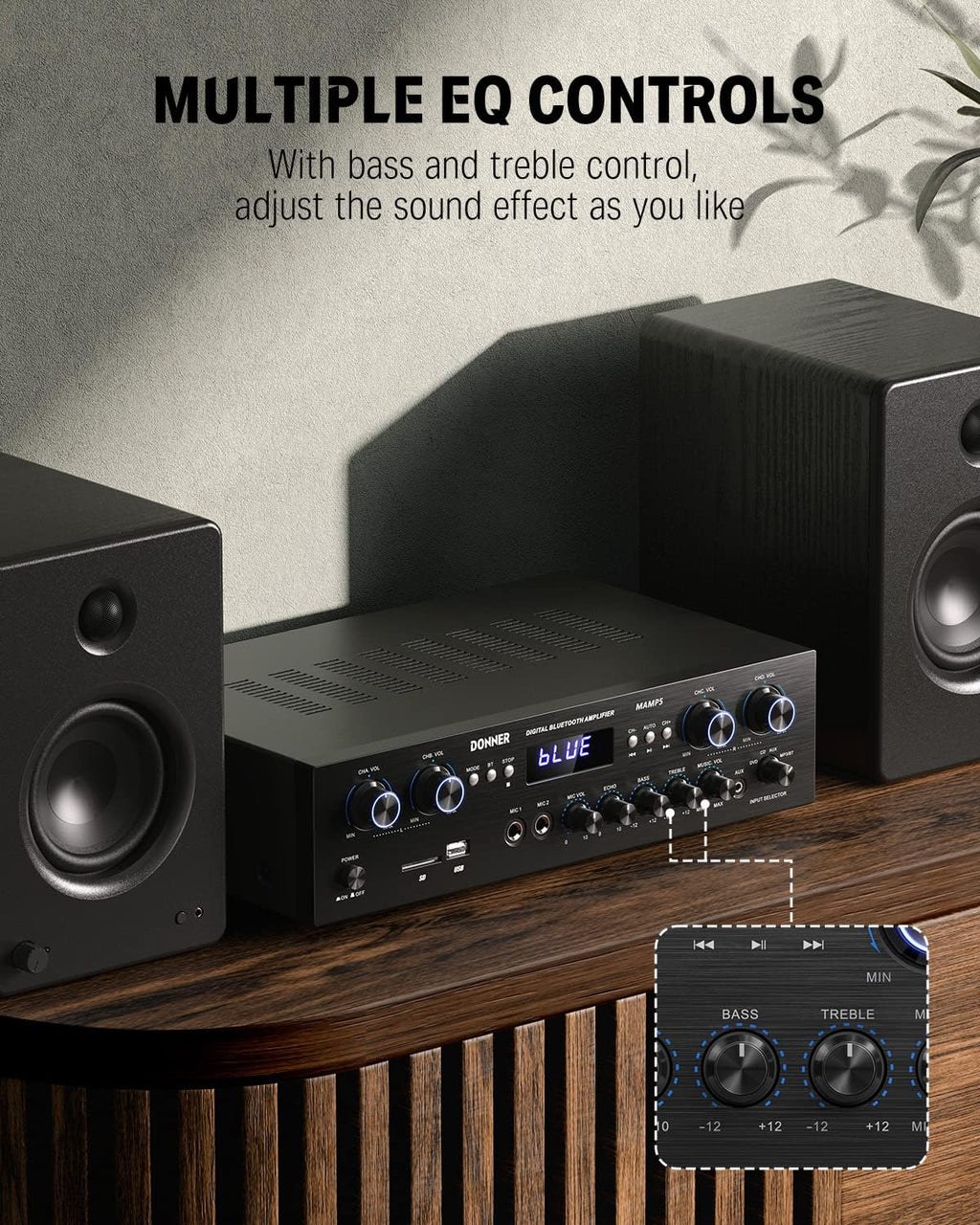 4 Channel 440W Peak Power Bluetooth Stereo Audio Amplifier Receiver N4961