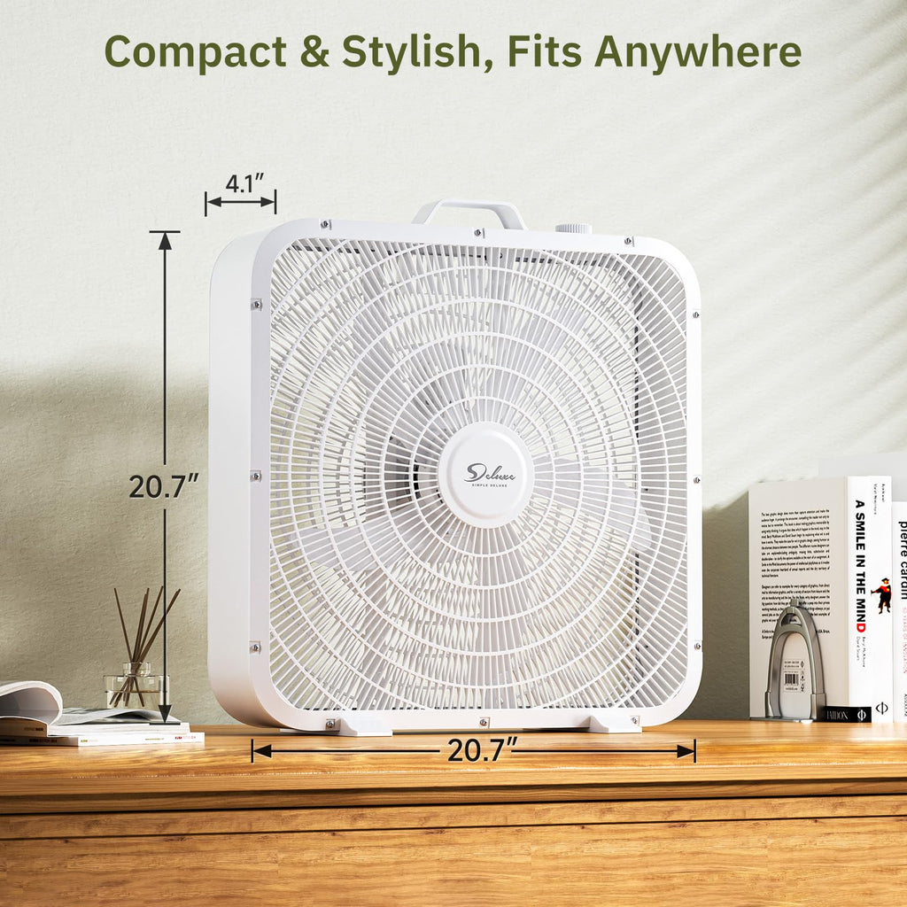 20” White 3-Speed Box Fan with Carry Handle B154