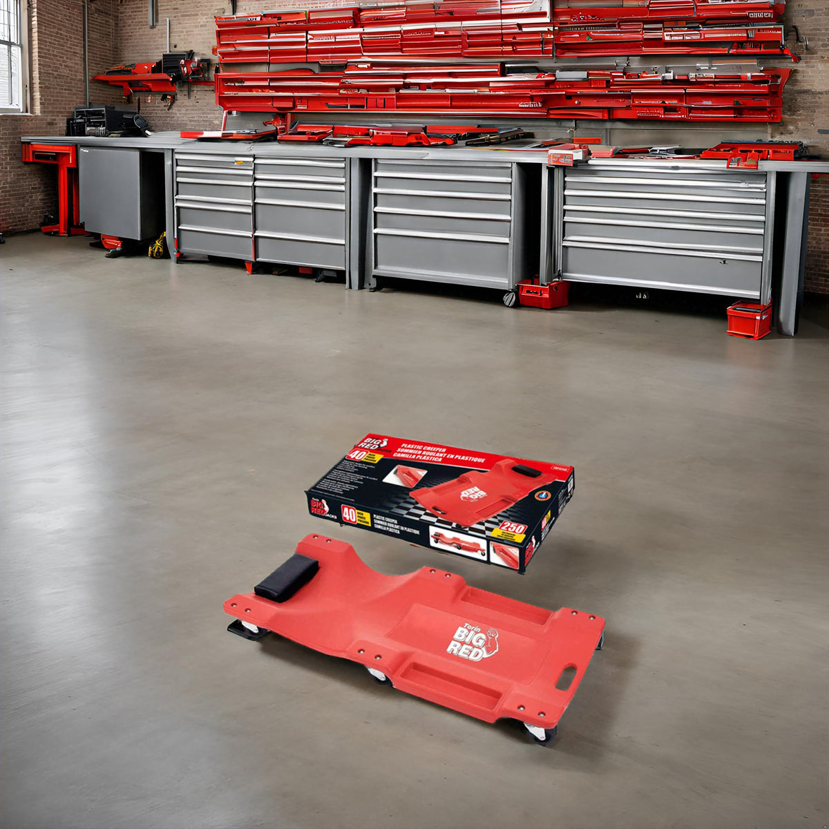 Rolling Garage Creeper with Padded Headrest and 6 Casters D5867