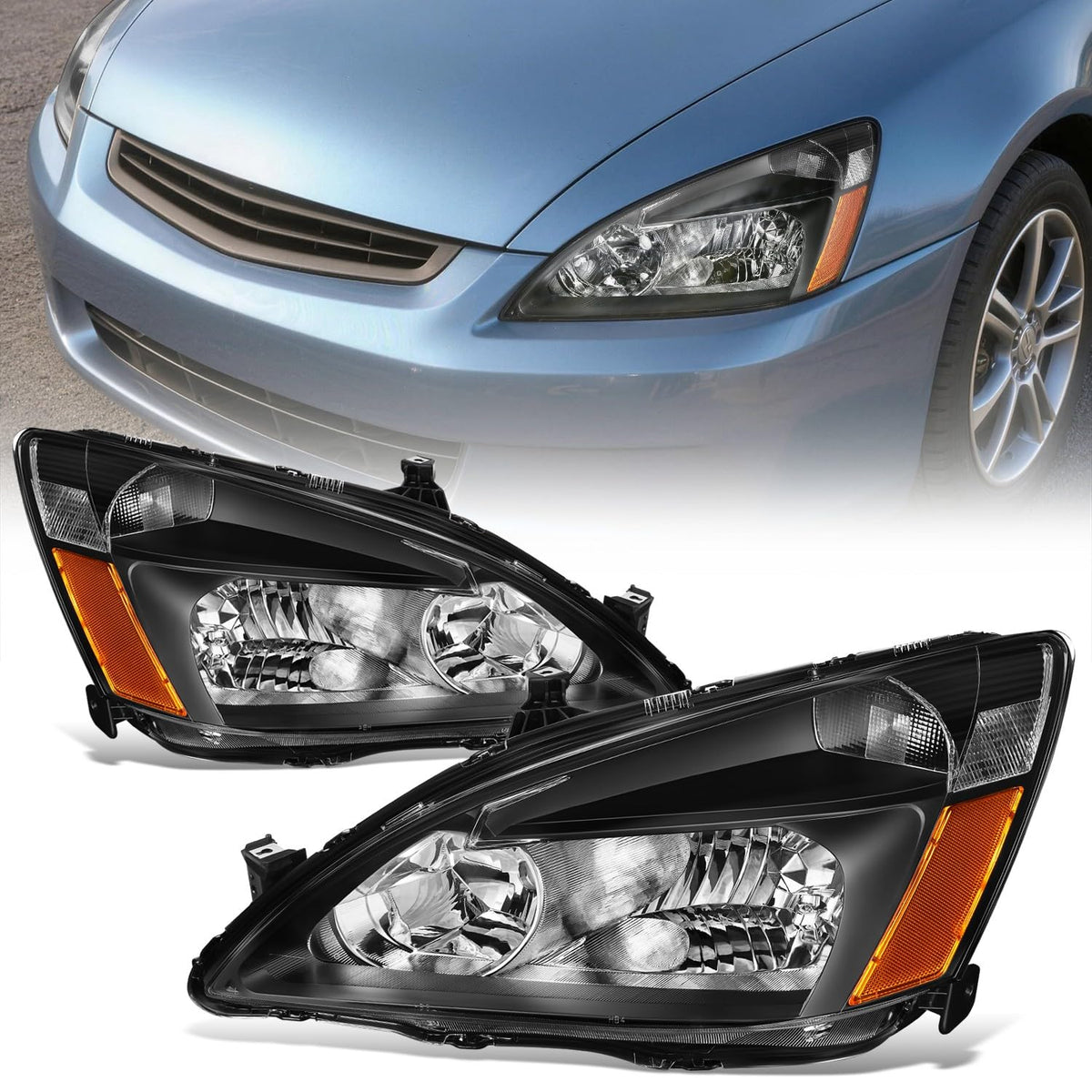 Black Housing Amber Corner Headlight Assembly Set R9792